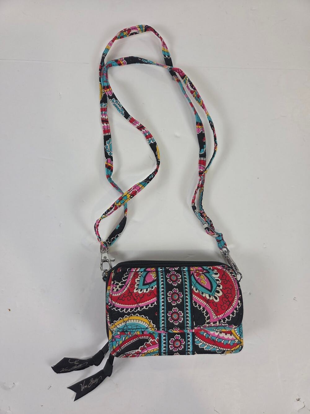 VERA BRADLEY Parisian Paisley Wallet Retired Pattern Black Colorful
